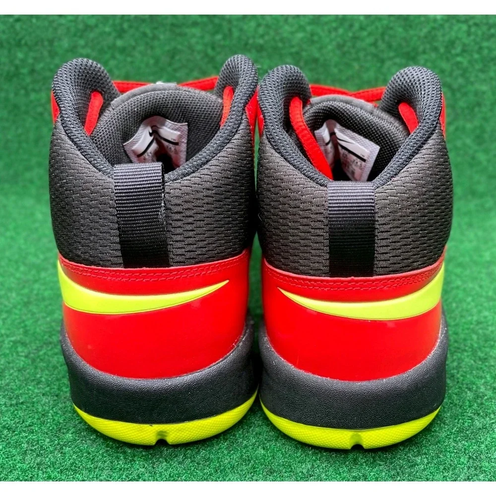 Nike Team Hustle D 7 Kids 6.5Y Mid Top Basketball Shoes Red Yellow